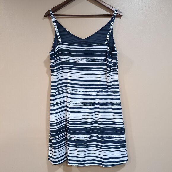 CAbi Blue White Knotted Tie Striped Tank Dress #5264 Nautical Coastal Sz Medium - Picture 5 of 12